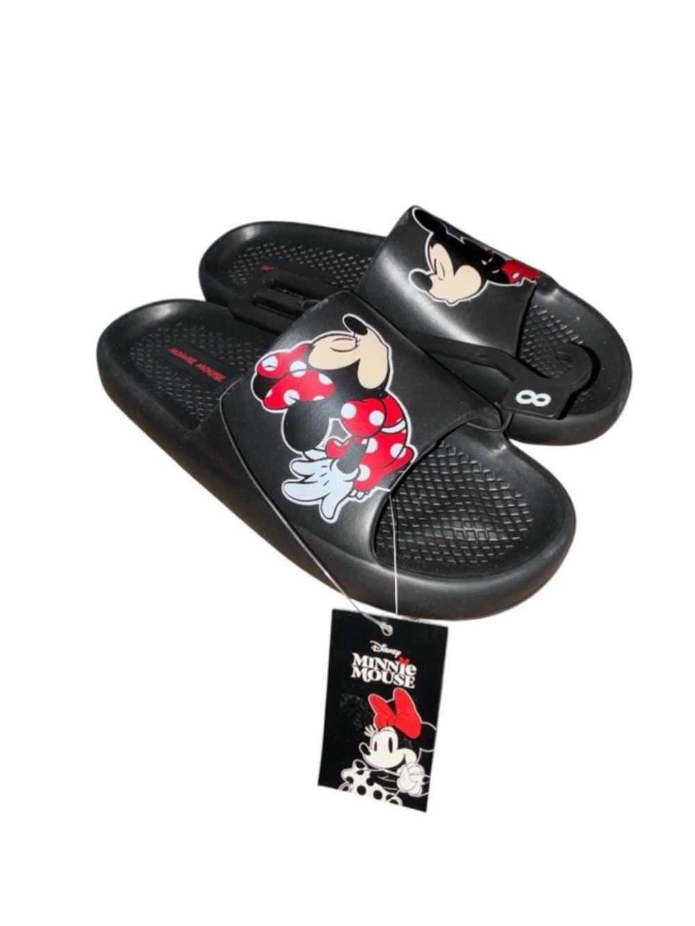 Disney Minnie Mouse Women's Black and Red Slippers